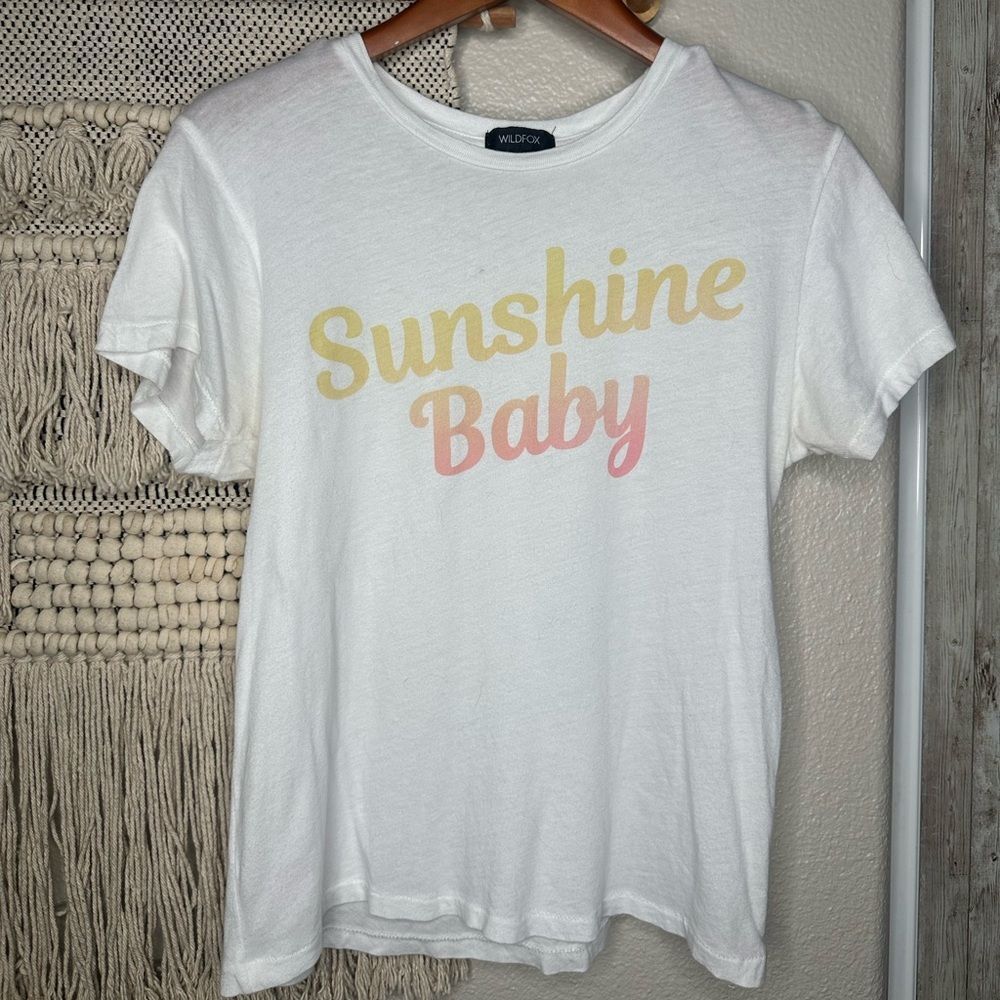 Wildfox White Tee with Sunshine Baby Design